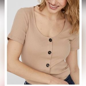 VERO MODA HELSINKI RIBBED TOP S